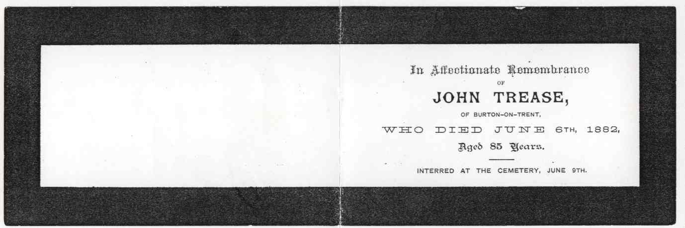c1925 - John Trease's funeral card