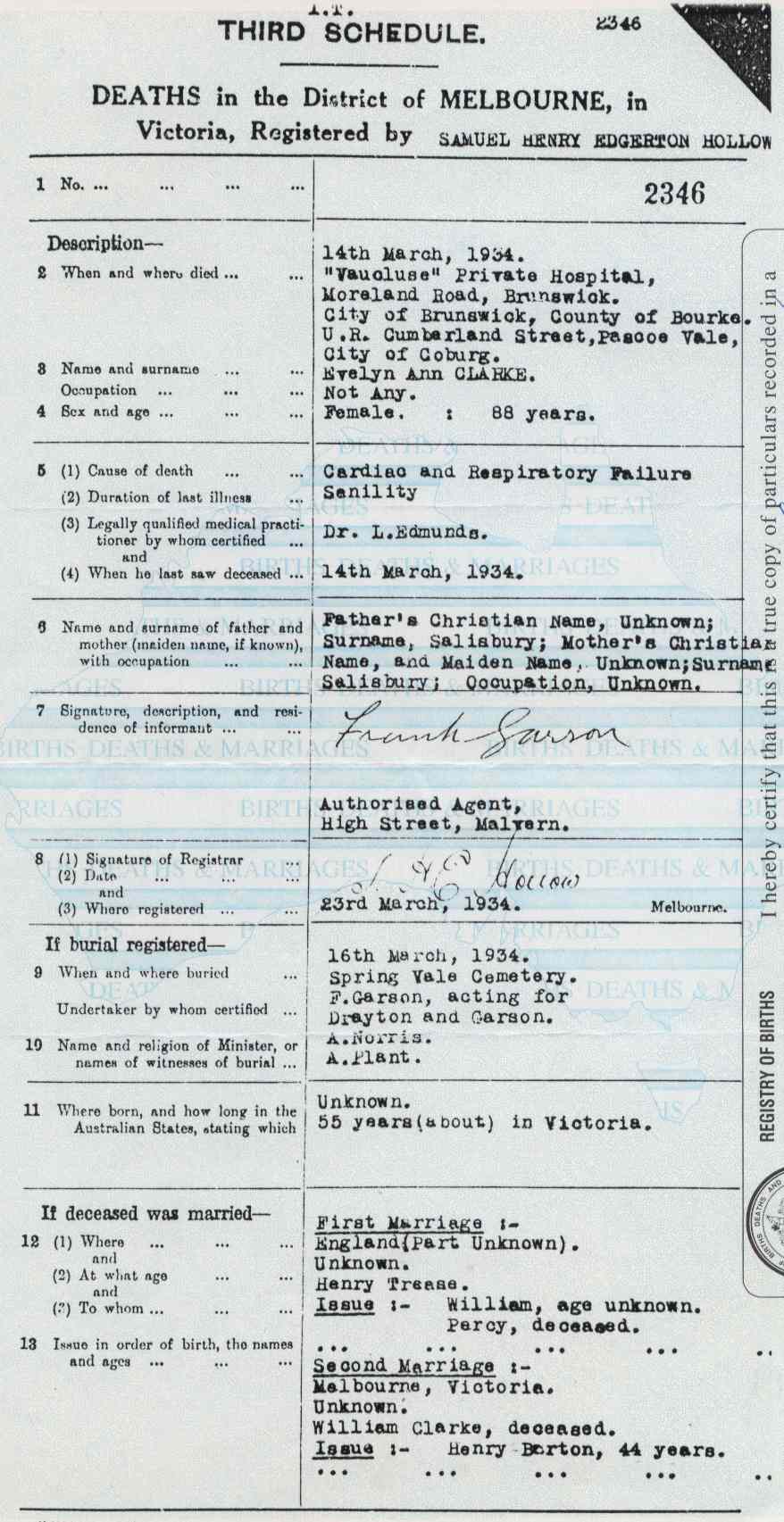 ann trease death cert