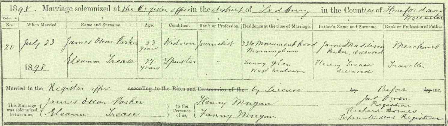 Nellie's marriage cert